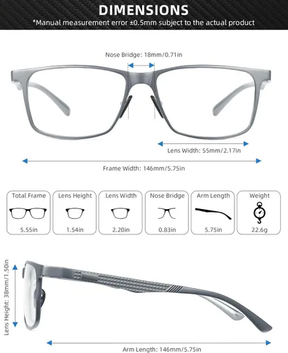 Miniatura 4 de JM Al-Mg - Lentes de metal con bloqueo de luz azul para hombres y mujeres, antiluz azul, para computadora, alivian la fatiga ocular y la protección