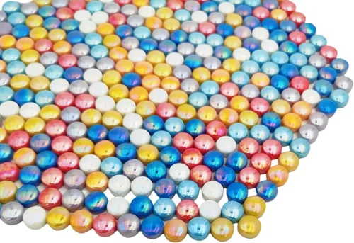 Miniatura 6 de Mini mosaico redondo de jade de 1/2 pulgada, piezas de mosaico de vidrio Circel de 1.1 libras para manualidades, macetas, jarrones, tazas