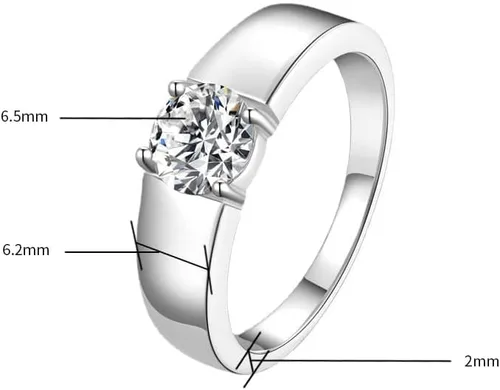 Miniatura 7 de Anillos de moissanita de 4 puntas para hombre 1 quilate de 0256in solitario de moissanita anillo de promesa de cumpleaños para hombre plata de ley