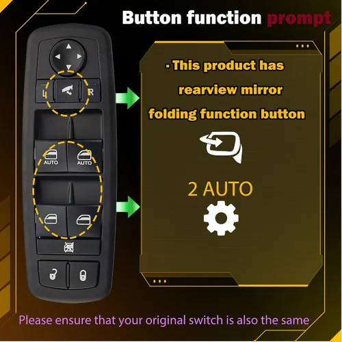 Miniatura 2 de Interruptor de ventana eléctrica. 11 pines de metal. Se ajusta para 2014-2018 Jeep Grand Cherokee. 68184803AC. Interruptor maestro de control