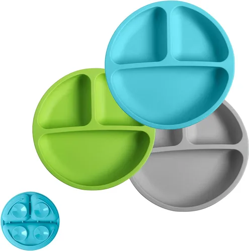 Miniatura 9 de Plato de succión para niños pequeños Sin BPA, 100% silicona de grado alimenticio Apto para microondas, lavavajillas y horno Platos