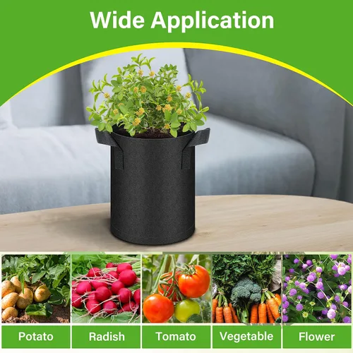 Miniatura 6 de HealSmart Paquete de 6 bolsas de cultivo no tejidas de 1 galón, macetas de tela de aireación con asas, adecuadas para frutas de jardín, verduras