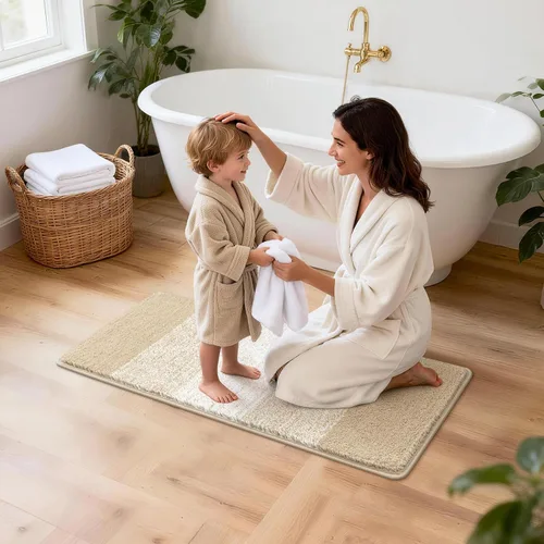 Miniatura 7 de Pauwer Juego de 3 alfombras de baño antideslizantes y lavables, de microfibra, absorbentes, extra suaves, de secado rápido, tapete de ducha