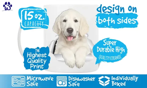 Miniatura 4 de Winston & Bear Magnífica taza de café de cerámica Golden Retriever Puppy – Regalo perfecto para Golden Retriever – Taza divertida y linda