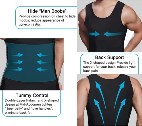 Miniatura 2 de Mens Slimming Body Shaper Compression Tank Top Undershirt Shapewear