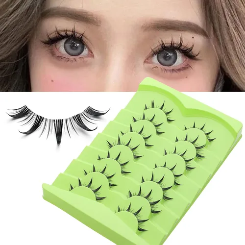 Miniatura 4 de 7 pares de pestañas manga de aspecto natural, pestañas postizas onduladas y puntiagudas de estilo anime, pestañas postizas de cosplay