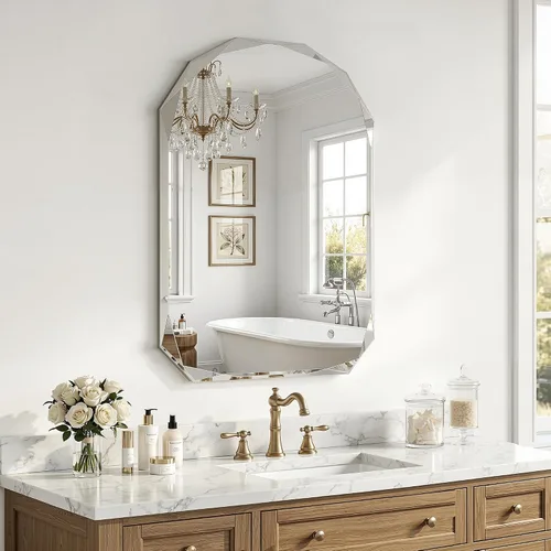 Miniatura 15 de Suidia Espejo de baño, espejo de pared de 20 x 30 pulgadas, espejo de baño sin marco con borde biselado para dormitorio, sala de estar, entrada
