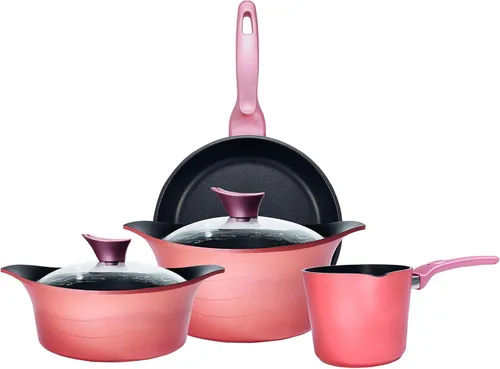 Lujo - Aluminio fundido, juego completo de utensilios de cocina - - Antiadherente, todas las estufas (ametista) (inducción) (8