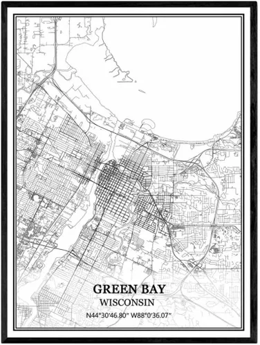 Miniatura 6 de TANOKCRS Kenosha - Póster impreso en lienzo con diseño de mapa de Estados Unidos de Estados Unidos, sin marco, moderno, en blanco y negro, regalo