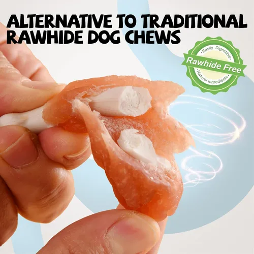 Miniatura 4 de Golosinas para perros masticables sin cuero crudo Real pollo hueso calcio bocados, dientes limpios aliento fresco golosinas de entrenamiento