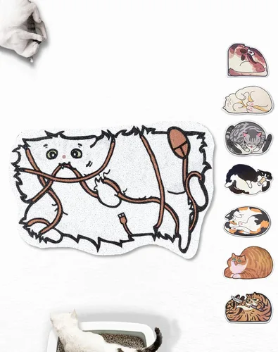 Lukamoo® Bonita alfombra de arena para gatos (30 x 20 pulgadas), extra grande y XL, para arena de gatos y bonita caja de arena para gatos, tapete de