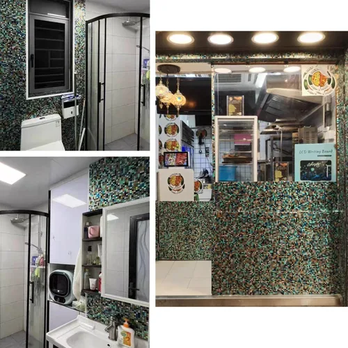 Miniatura 6 de XUANINY Azulejos de protección contra salpicaduras para cocina, baño, chimenea, mosaico de aluminio metálico autoadhesivo (11.81 x 11.81 pulgadas)