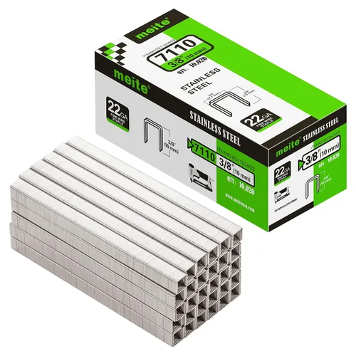 Miniatura 10 de meite Grapas de tapicería de acero inoxidable 304 de calibre 22 71/06, corona de 3/8 pulgadas con longitud de pierna de 1/4 de pulgada, grapas