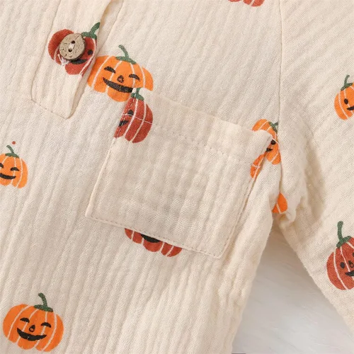Miniatura 111 de Disfraz de Halloween para bebé niño y niña, mameluco de manga larga con diseño de calabaza, mameluco para Halloween
