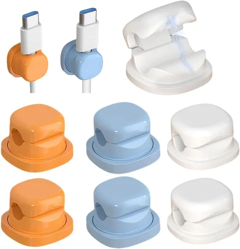 Miniatura 10 de Organizador magnético de cables de carga 2026, paquete de 6 clips de organización de cables con adhesivo para teléfono, soporte de almacenamiento