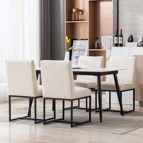 Miniatura 12 de BESTANO Sillas De Comedor - Juego de 2 sillas de comedor modernas negras tapizadas de piel sintética para cocina y comedor con marco de metal negro