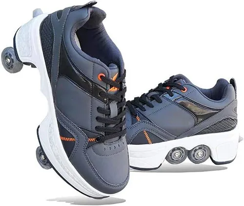 Miniatura 14 de Rueda de deformación de doble hilera Zapatos para caminar automáticos Deformación invisible Patín de ruedas 2 en 1 Patines de polea extraíble