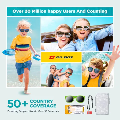 Miniatura 6 de Lentes de sol de goma Rivbos RBK004, flexibles, para niños lentes para bebés y niños de 3-10 (vidrio espejado disponible).