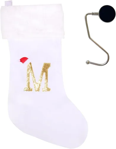 Miniatura 70 de Medias de Navidad de 20 pulgadas con monograma, letras, medias súper suaves grandes de Navidad, medias de monograma rojo para Navidad, regalo
