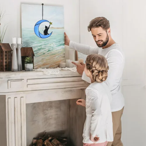 Miniatura 4 de COMFYROOM Atrapasoles para colgar en la ventana de vitral, regalo para amantes de los gatos para mujeres, regalos conmemorativos de gatos por