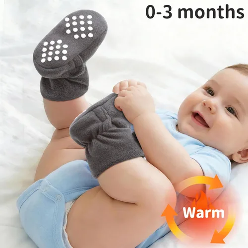 Miniatura 4 de Botines de forro polar para recién nacido, unisex, antideslizantes, para recién nacidos, primeros pasos, zapatos cálidos para la casa para bebés