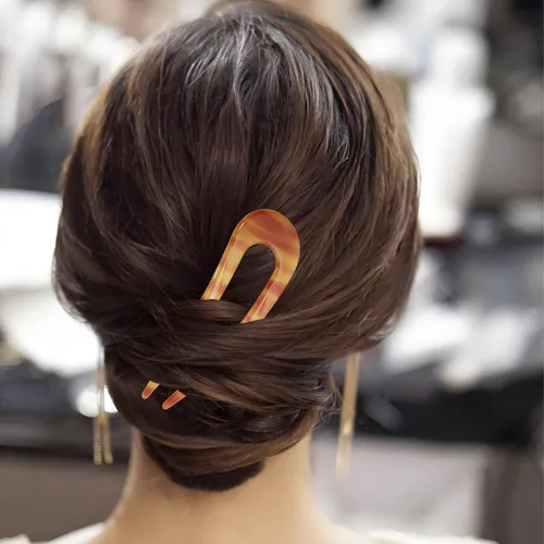 Miniatura 5 de Horquilla de pelo en forma de U ámbar francés horquilla para bollos accesorios de peinado