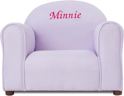 Miniatura 9 de Silla personalizada de cuadros para niños con bordado de nombre personalizado, tela de microgamuza suave, cojín acolchado, marco de madera, de 2 a 5