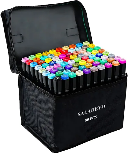 Juego de marcadores de alcohol de 80 colores con base de dibujo artístico para adultos, pintura, colorear, bocetos, cómics, ilustración, rellenables