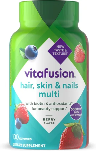 Vitafusion Gorgeous Hair - Vitaminas de gomitas multivitamínicas para el cabello, uñas de piel, además de biotina y vitaminas antioxidantes CE,