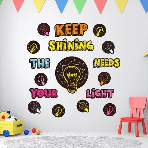Miniatura 7 de Conjunto de Tablero de Anuncios Bombilla Keep Shining, Decoración Motivacional para el Aula, Regreso a la Escuela, Recortes de Papel Temáticos