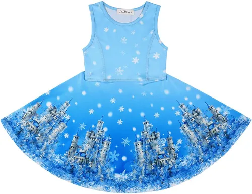 Miniatura 3 de LaBeca - Vestido sin mangas o de manga larga para niñas, vestidos informales con diseño de unicornio o sirena para niñas pequeñas o grandes