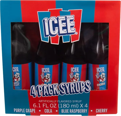 Miniatura 6 de ICEE Slushie Snow Cono Machine Bundle. Auténtica máquina de afeitar de hielo ICEE para encimera casera, paquete de 4 jarabes ICEE y 20 vasos