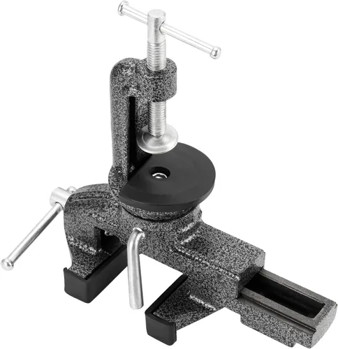 Miniatura 5 de Paquete de 2 tornillos de mesa universales de 3 pulgadas, tornillo de banco giratorio de 360°, abrazadera de base de trabajo portátil con juntas