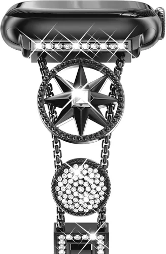 NewWays for Apple Watch Band Series 11 10 46mm 42mm Series 9/8/7 41mm 45mm Series 6/5/4 40mm 44mm Series 3 42mm 38mm Women, Sparkling Bling Diamonds