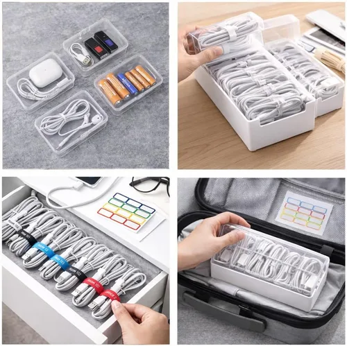 Miniatura 5 de KUGUA - Juego de 2 cajas organizadoras de cables con 7 y 11 fundas transparentes para cables de carga, cargadores, auriculares y accesorios