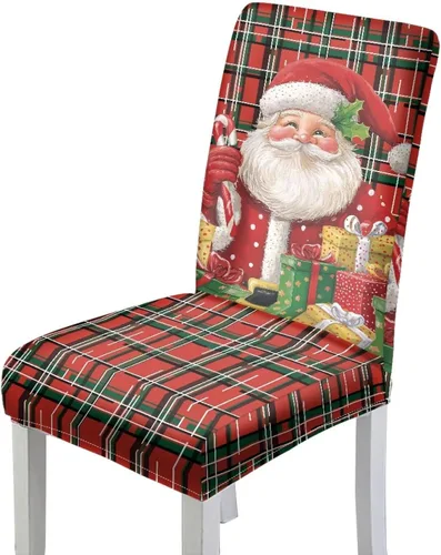 Miniatura 18 de HUGS IDEA Merry Christmas Dining Room Chair Covers Cute Sheep Kitchen Chair Covers Stretch Dining Chairs Cover Set of 6 Parsons Chairs Slipcovers
