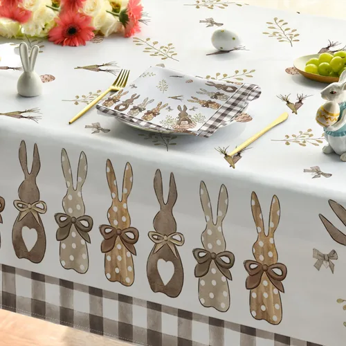 Miniatura 5 de Horaldaily Mantel de Pascua rectangular de 52 x 70 pulgadas, diseño de zanahorias de primavera, conejo, funda de mesa lavable para decoración