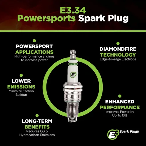 Miniatura 2 de E3 Bujías E3.34 Powersports para motocicletas, cuatrimotos, motos de nieve y más, tecnología patentada DiamondFIRE, paquete de 1