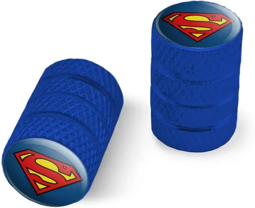 Miniatura 15 de GRAPHICS & MORE Superman Classic S Shield Logo Moto Bicicleta Llanta Llanta Llanta Tapones de Válvula de Aluminio Negro