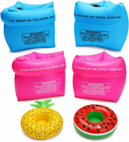 Paquete de 4 a 6 flotadores de PVC para adultos y niños, bandas inflables de natación, alas de agua, mangas flotantes, anillos de natación, brazos