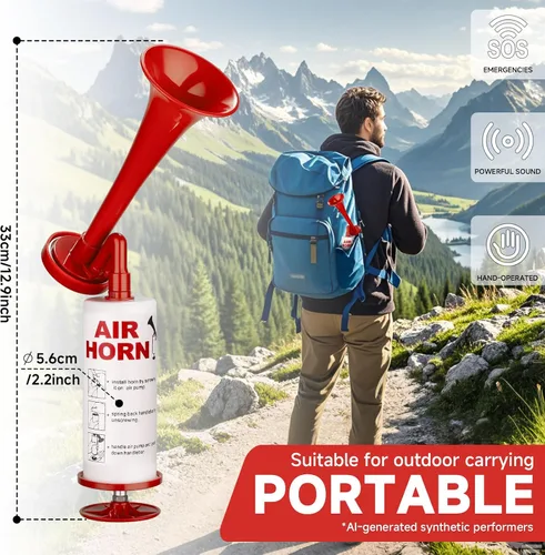 Miniatura 5 de Bocina de aire portátil, BANHAO Bocina de aire de aluminio de ruido fuerte para seguridad de botes, coches, eventos deportivos, bocina de aire