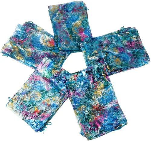 Miniatura 7 de Zwish Paquete de 50 bolsas de regalo de organza de 8 x 12 pulgadas, estilo azul coral para juguetes, dulces, chocolate, fiesta, Navidad, regalo