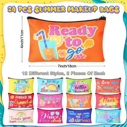 Miniatura 2 de 24 piezas bolsas de maquillaje a granel, bolsas de cosméticos de lona, organizador de bolso, bolsa cosmética con cremallera, bolsa de tocador