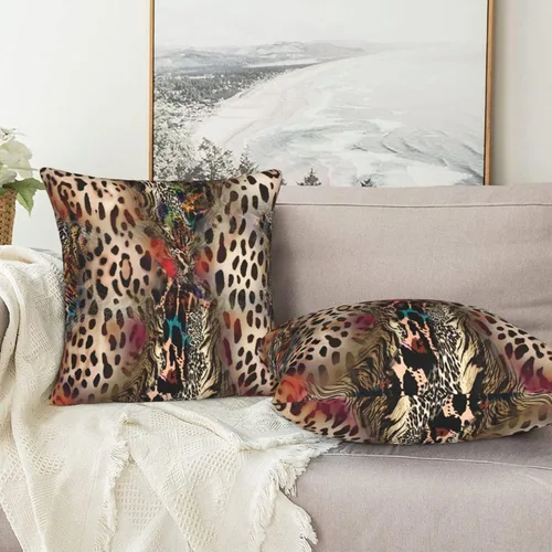 Miniatura 7 de Juego de 2 fundas de almohada con estampado de leopardo abstracto de animales africanos y vida silvestre, retro, fundas de almohada para decoración