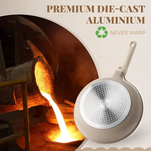 Miniatura 2 de PRICUSIS Sartén Antiadherente con Tapa, Sartén Saludable, Sartén para Huevos Antiadherente, Sartén para Tortillas, Sartén de Chef, Libre de PFOA
