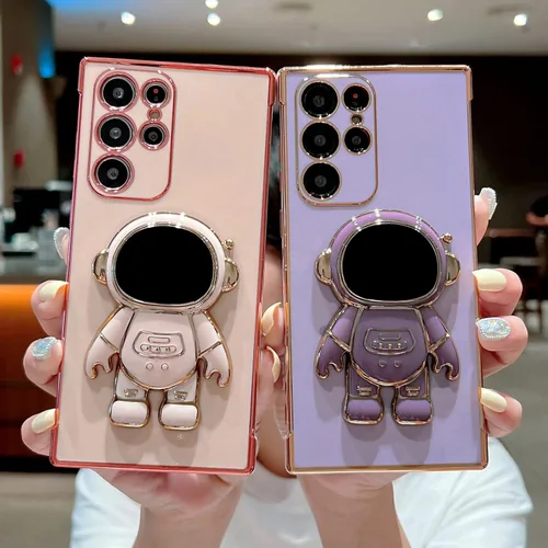 Miniatura 5 de phylla Funda de teléfono para Samsung Galaxy S22 Ultra de 6.8 pulgadas, funda de teléfono con soporte de astronauta chapado de lujo con bonito