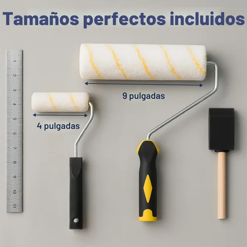 Miniatura 7 de Bates - Juego de bandejas de pintura, rodillos de pintura, pinceles de pintura para pared, bandeja, cepillo de rodillo, 11 piezas de suministros