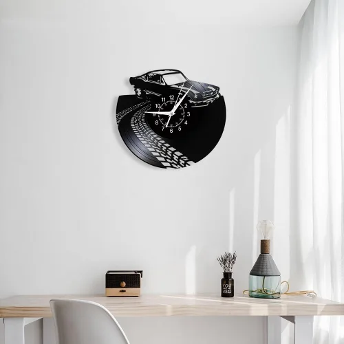 Miniatura 4 de Reloj de pared retro para automóvil, reloj de garaje clásico de 12 pulgadas, reloj de cuarzo silencioso sin tictac, funciona con pilas, vintage, Sin