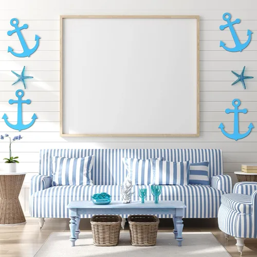 Miniatura 4 de Anglechic 12 paquetes de 30 centímetros de rebanadas de madera sin acabar con forma de ancla en blanco para manualidades, adornos