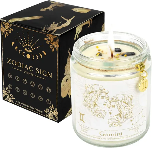 Miniatura 19 de Regalo de velas de signo del zodiaco Sagitario, tarro de velas de cristales del signo del zodiaco, astrología con aroma a lavanda, velas de soja